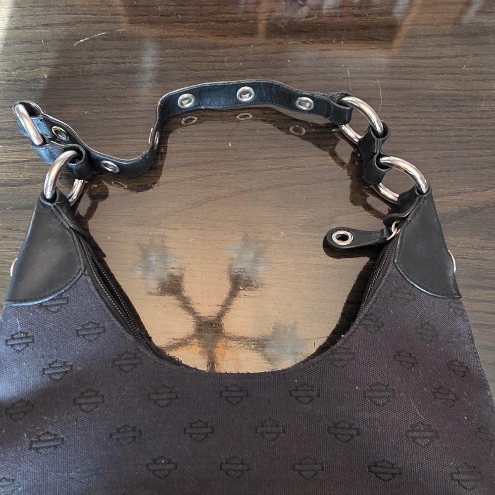 Harley-Davidson Women's Hobo Handbag in canvas with genuine leather trim - Picture 4 of 8